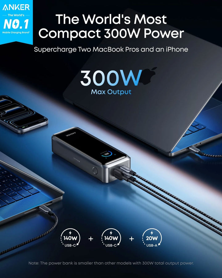 Anker Prime Power Bank (26K, 300W) A110A 26,250mAh capacity PowerIQ 4.0 technology