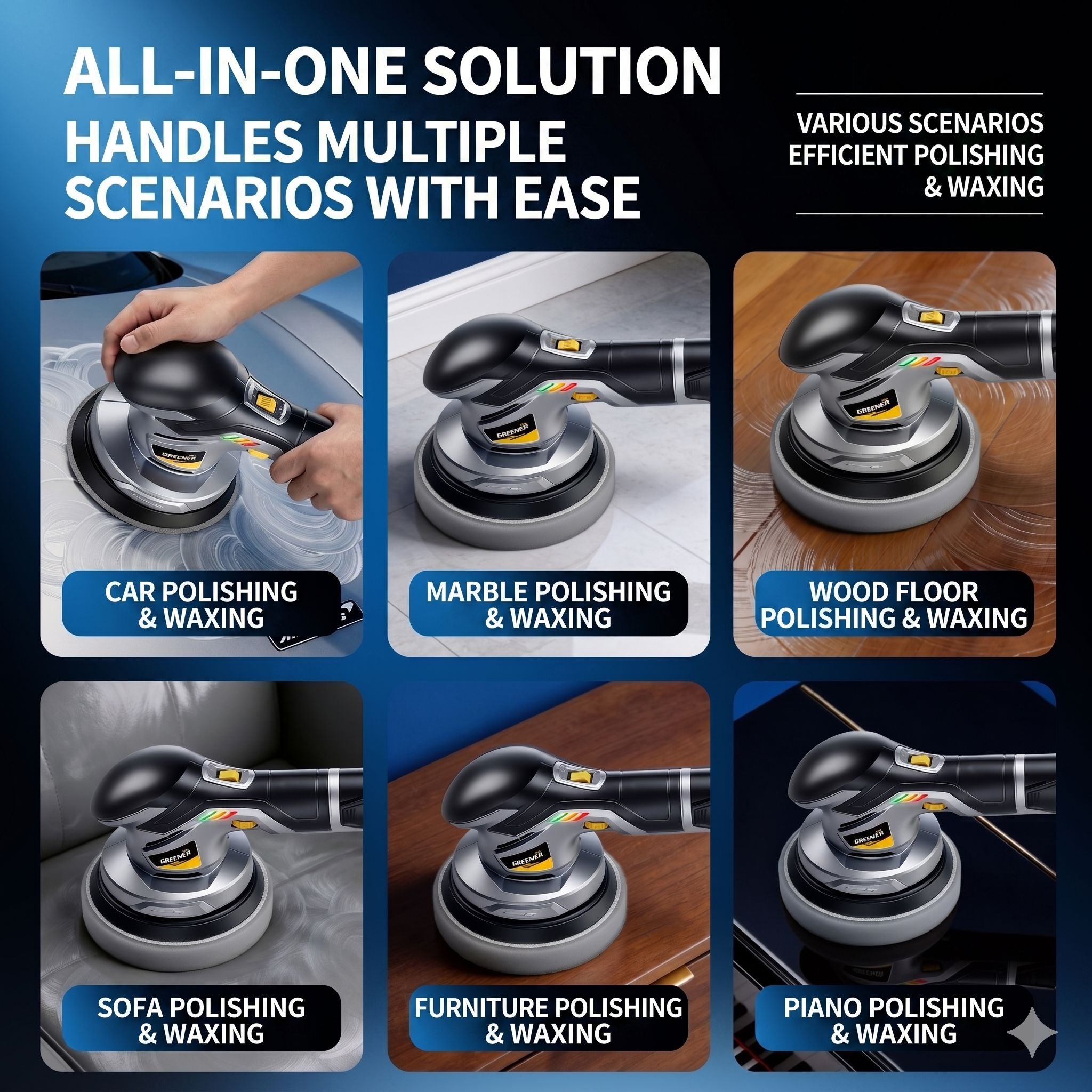 Greener Pro+ Cordless Car Buffer, Rubbing, Waxing Polisher Wireless Machine