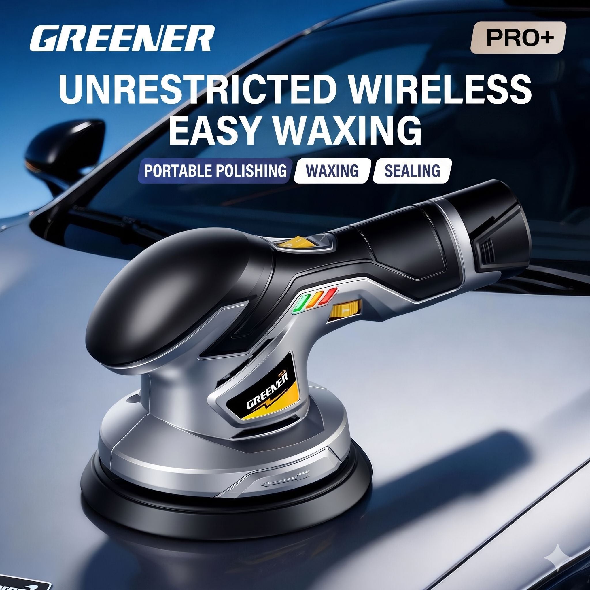 Greener Pro+ Cordless Car Buffer, Rubbing, Waxing Polisher Wireless Machine