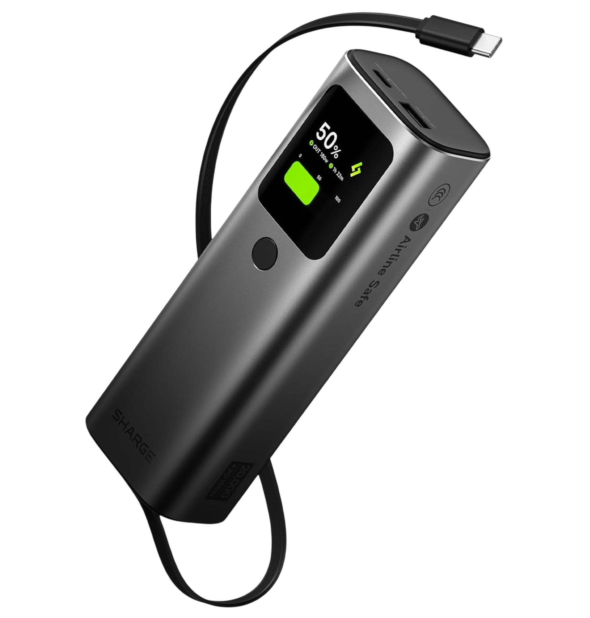 Sharge Retractable 165W Power Bank with Built-in Cable 20000mAh
