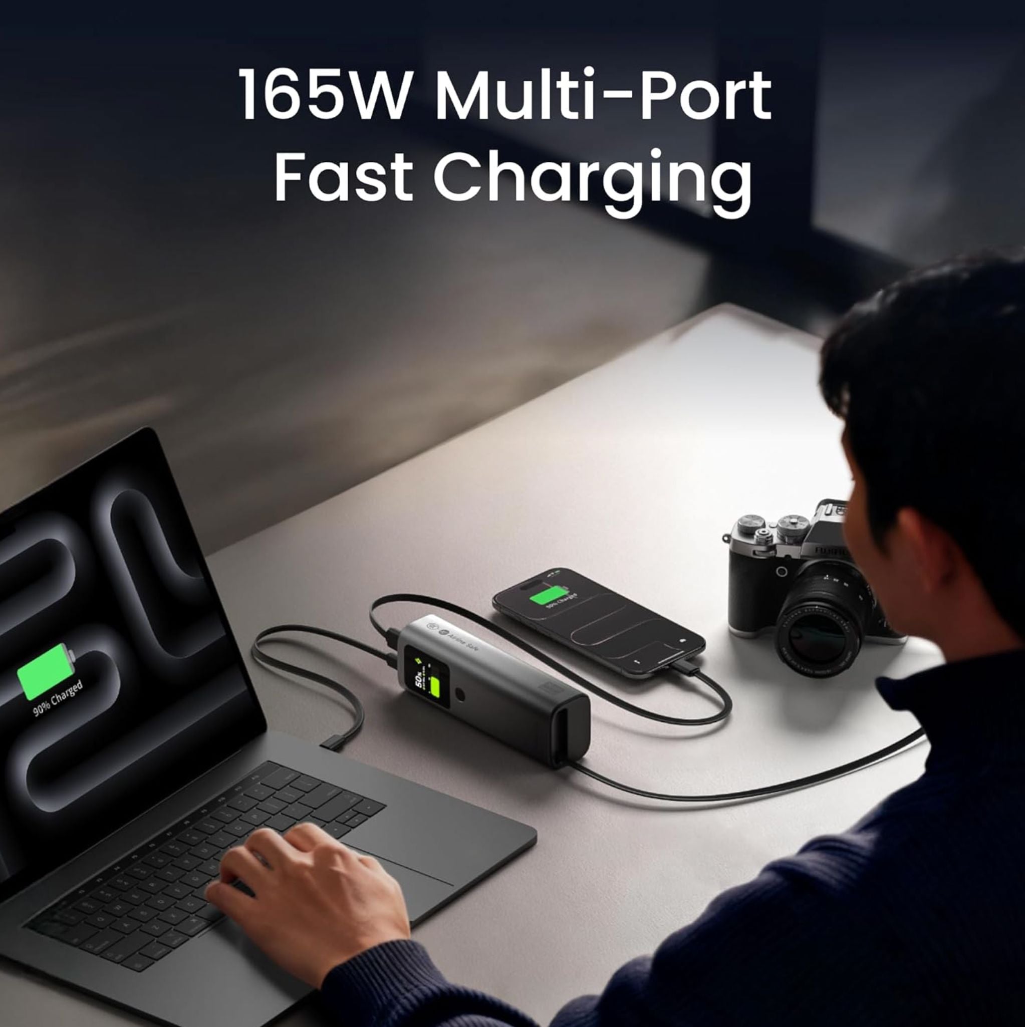 Sharge Retractable 165W Power Bank with Built-in Cable 20000mAh